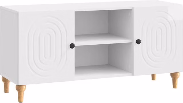 Mobile TV-Credenza Moderno Bianco Lucido in MDF L: 102 cm, P: 34,5 cm, H: 50 cm – 1