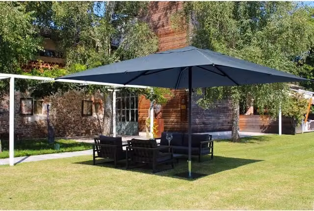 Ombrellone a palo centrale Trend MAFFEI Rosso e Grigio in poliestere e alluminio L 300 x P 300 cm