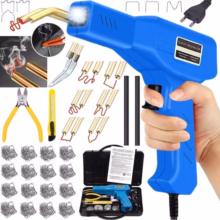 Saldatore a plastica da 220 W, kit di riparazione 2-in-1 per paraurti automobilistici