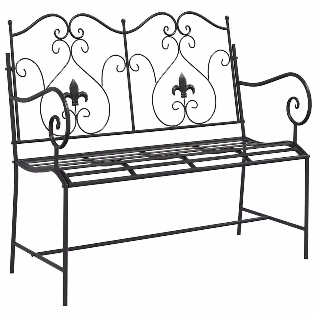 Panchina da giardino a 2 posti vidaXL in acciaio nero con braccioli L/P/H: 104 x 54 x 93 cm – 2
