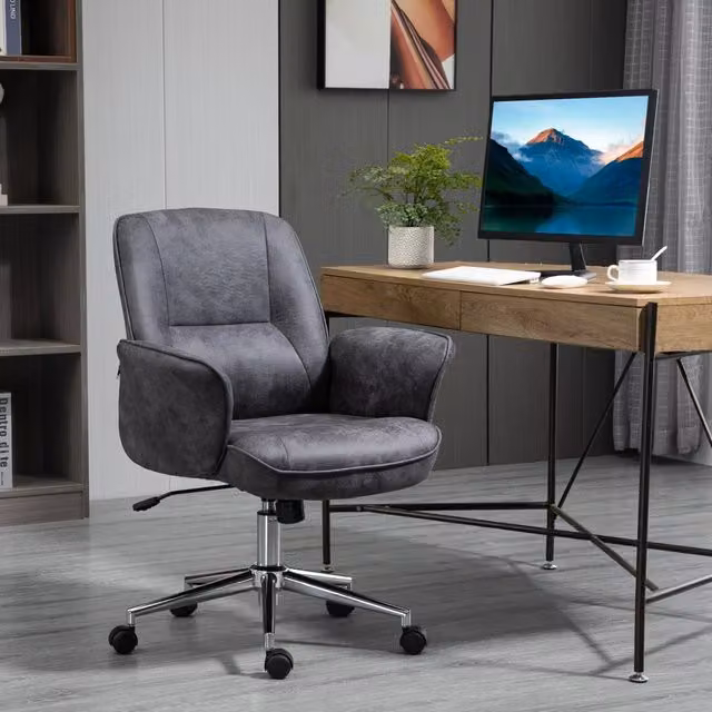 Sedia da ufficio ergonomica XXL grigio scuro con struttura in acciaio altezza regolabile