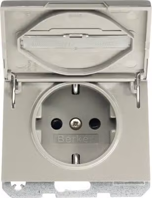 Berker 47527104 Presa SCHUKO con coperchio ribaltabile e campo di etichettatura in acciaio inossidabile Berker