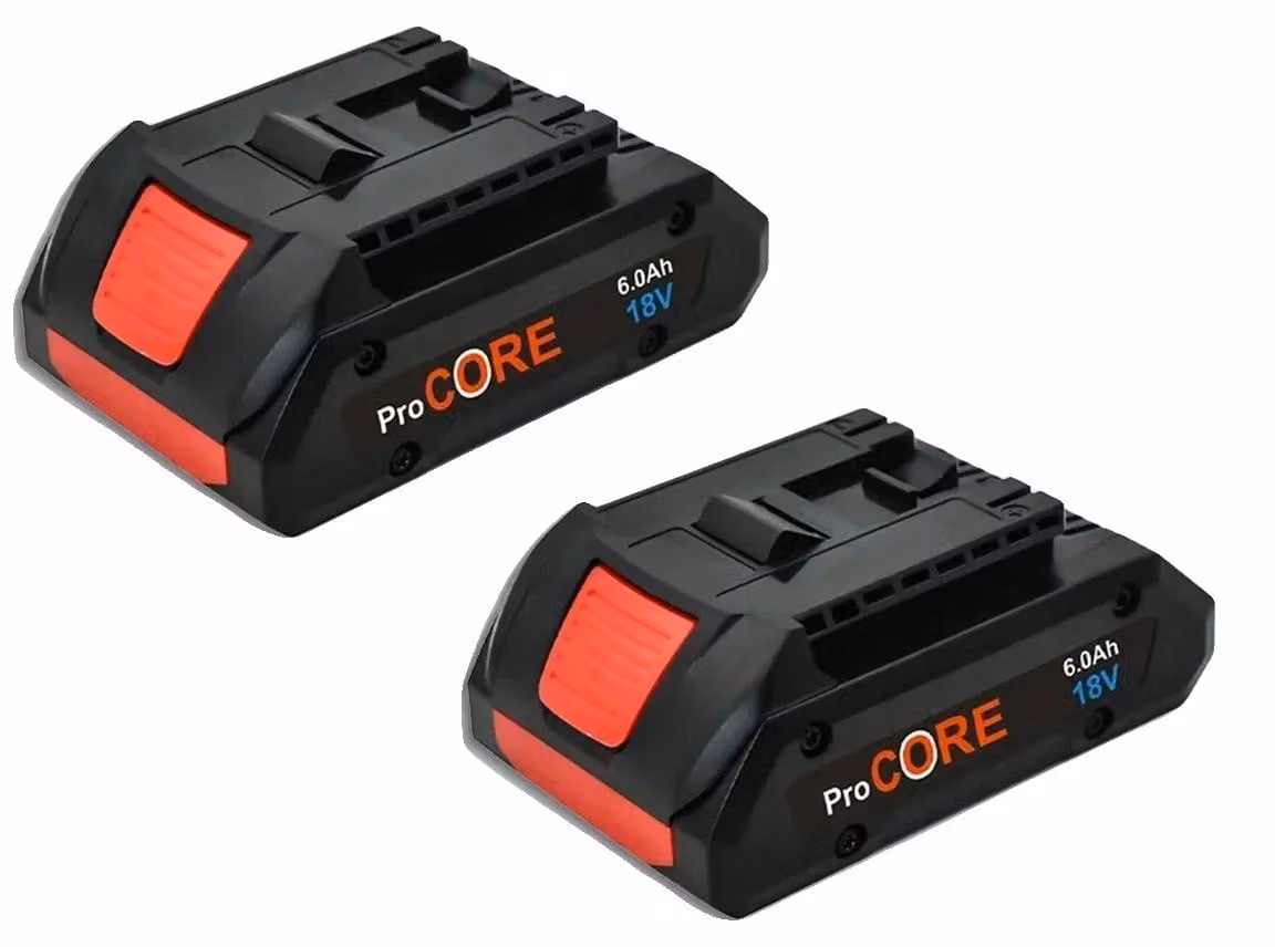 Batterie, capacità 6000 mAh, compatibili con utensili professionali da 18V, 6.0Ah, confezione da 2 pezzi