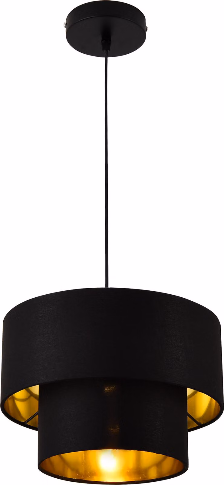 Lampada a sospensione Lopar E27 plafoniera Lampada a sospensione 30 cm metallo tessuto nero-oro