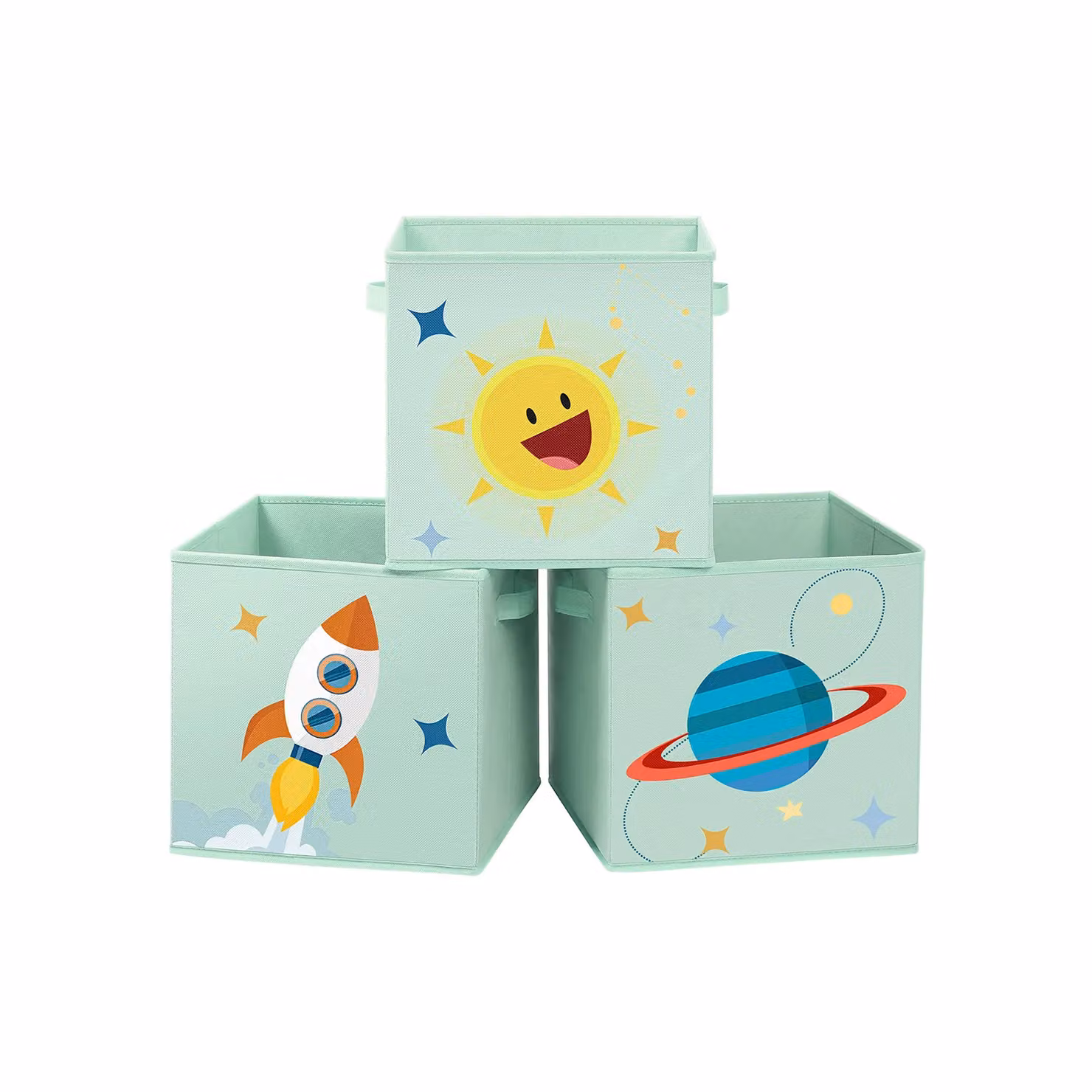 Set di 3 Scatole Portaoggetti Organizzatori per Giochi, Verde