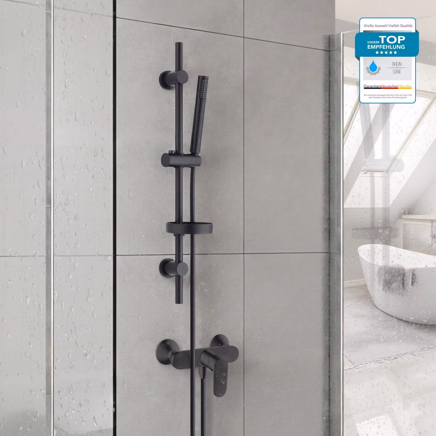 HANSGROHE Miscelatore doccia Vernis Blend, sistema doccia con miscelatore monocomando e soffione doccia BELVIT o doccetta, montaggio a parete, rubinetteria nero opaco
