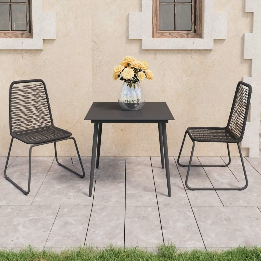 Maison Exclusive - Set da pranzo da giardino a 3 pezzi in rattan PVC nero