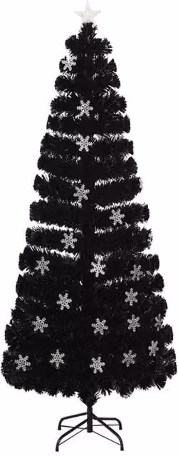 Albero di Natale moderno vidaXL nero con effetto fiocchi di neve a LED multicolore, Altezza: 240 cm