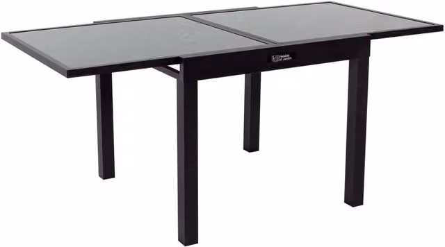 Tavolo da giardino rettangolare allungabile PORTO 8 Phoenix in alluminio nero e vetro con piano opaco