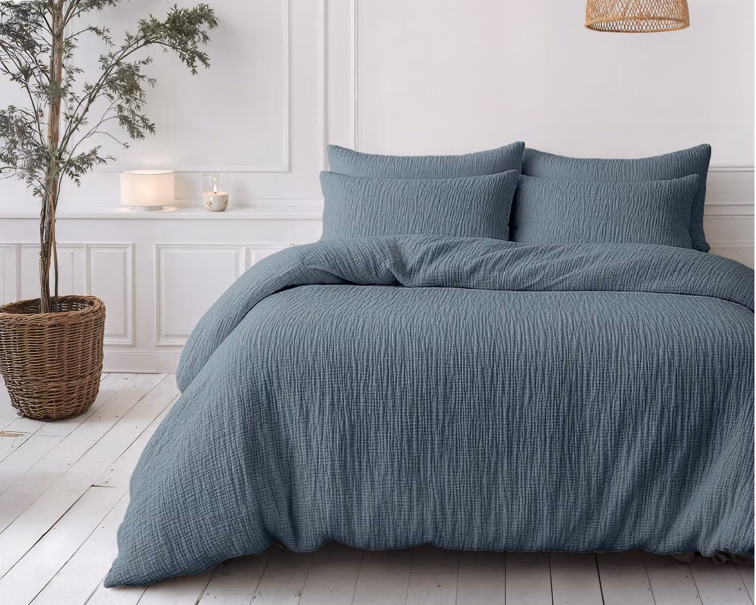 Sleeptime, coperta in mussola verde, dimensioni 240 x 200 cm, con federe
