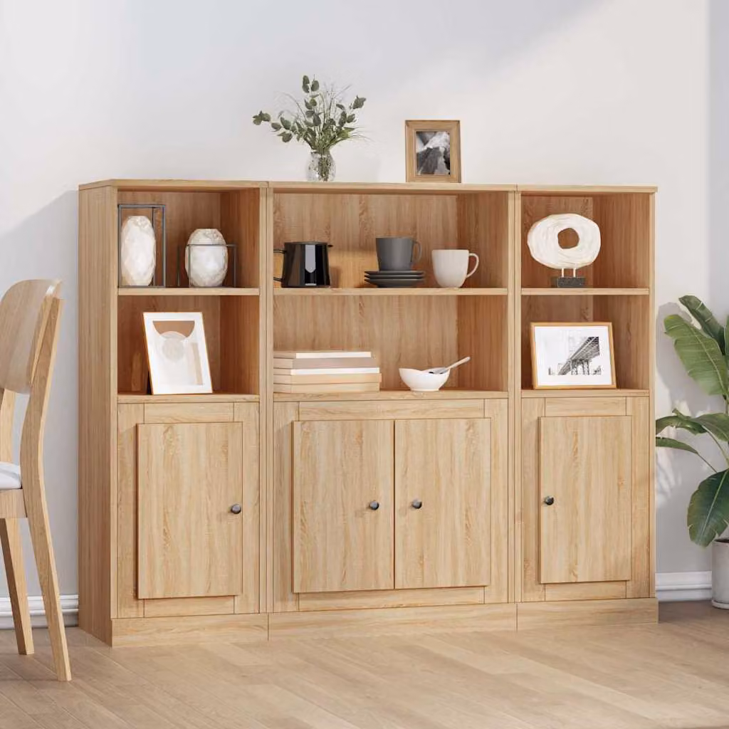 Set di 3 credenze vidaXL in legno multistrato color rovere sonoma marrone