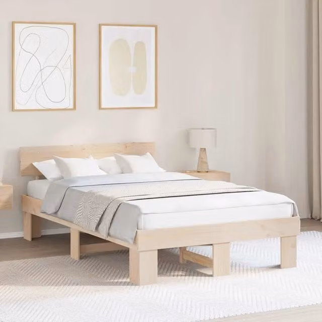 Struttura letto con giroletto in pino massello naturale DESIGN IN L/P: 120 x 200 cm