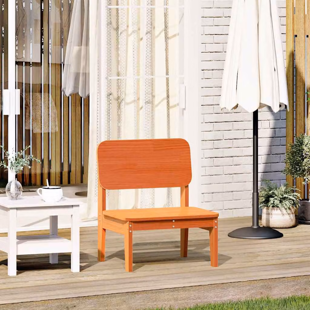 Sedia da giardino rustica vidaXL in legno massello di pino color marrone cera L: 60 cm, P: 52,5 cm, H: 72 cm