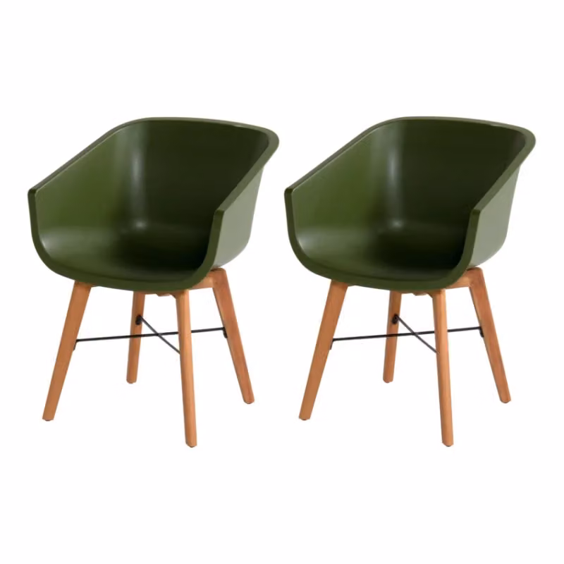Set di 2 sedie da giardino AMALIA Hartmann in legno e plastica color verde eucalipto in stile scandinavo – 2
