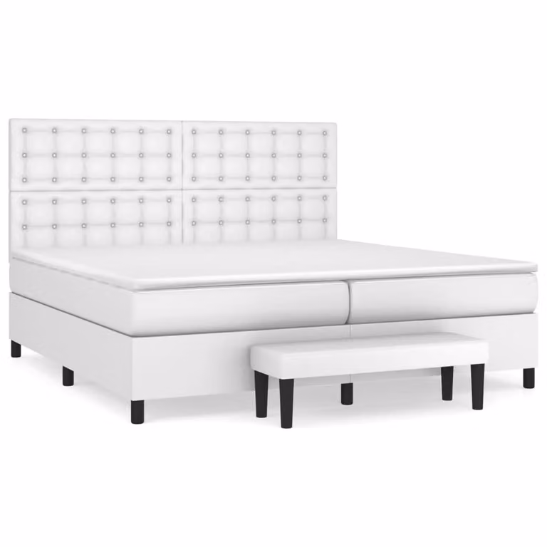 Giroletto a Molle con Materasso Bianco 200x200cm in Pelle finta