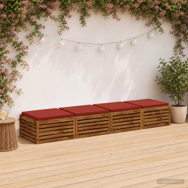 Set di 4 cuscini per sedia vidaXL in poliestere rossi con imbottitura in schiuma e rivestimento lavabile