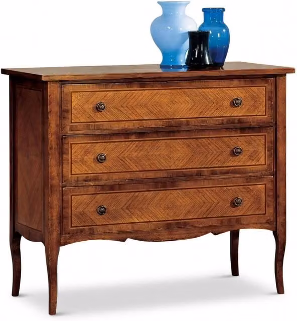 Cassettiera classica in legno Bassano con 3 cassetti di Mobili 2G, colore marrone, L: 101 cm, P: 46 cm, H: 92 cm – 1