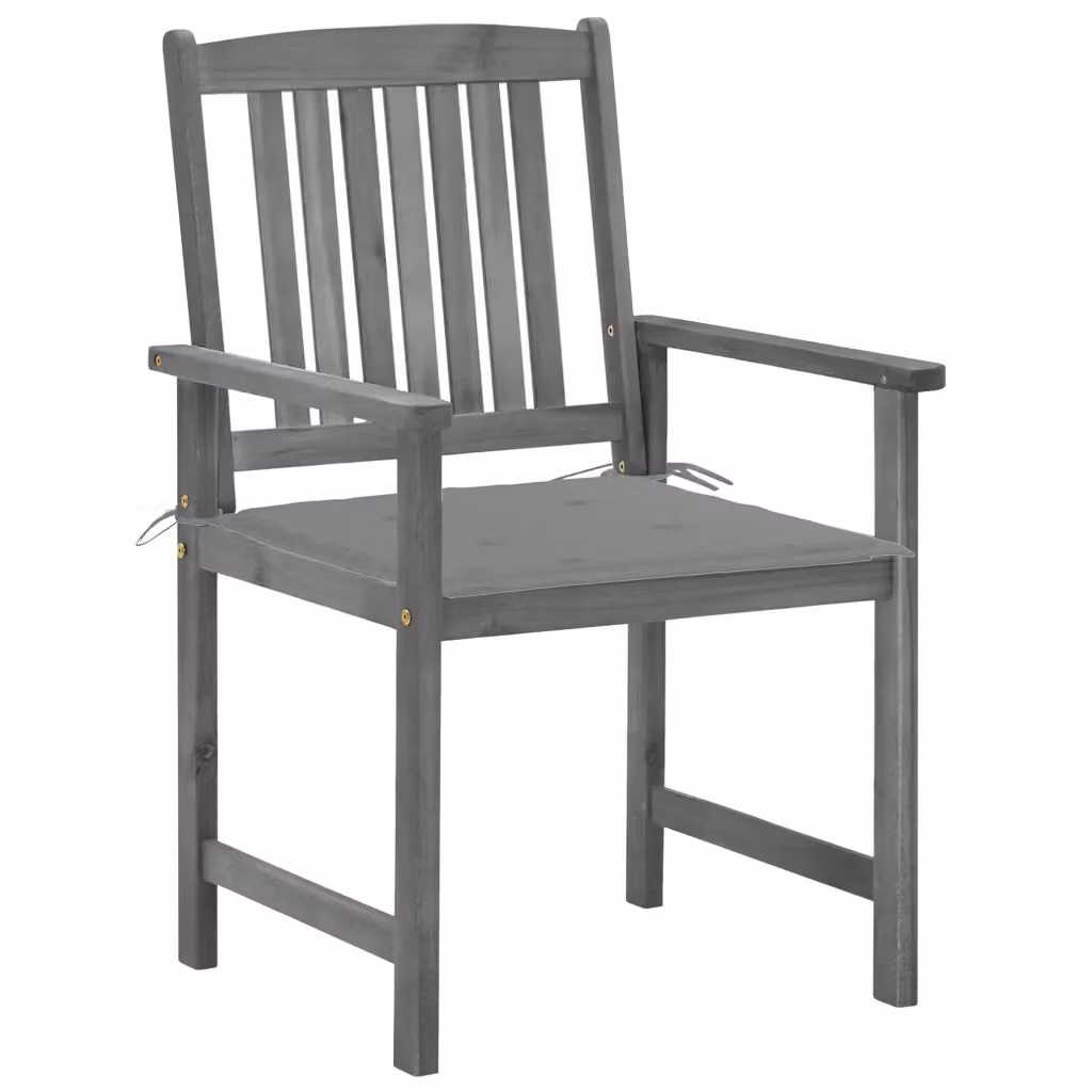 Set di 2 sedie da giardino vidaXL in legno massello di acacia grigio con cuscini e braccioli – 2