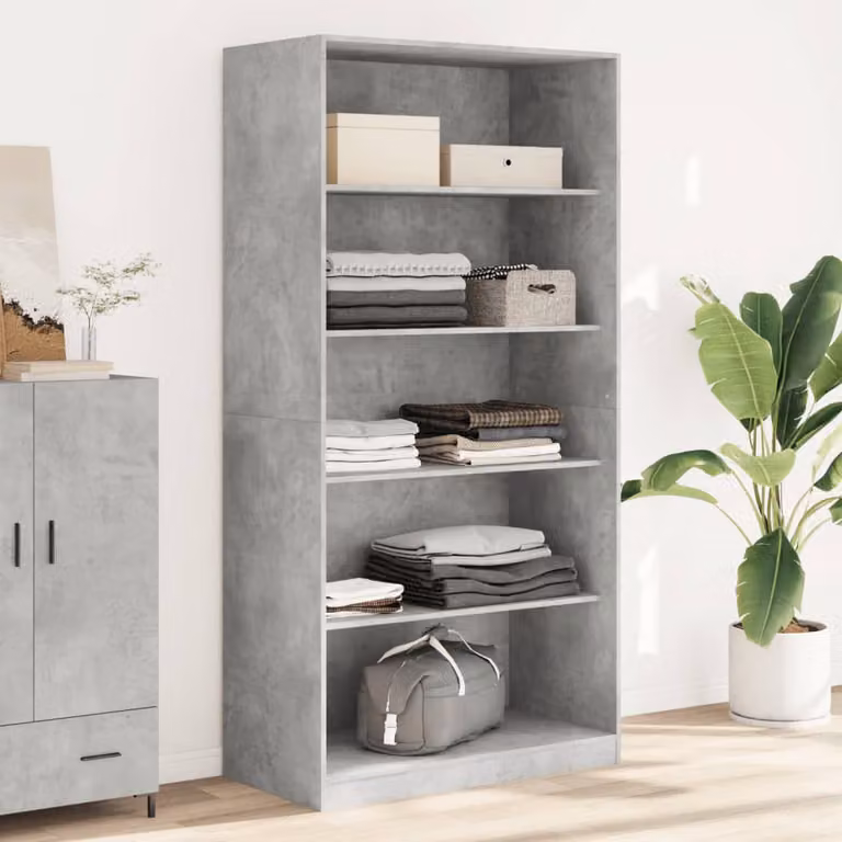Armadio vidaXL Grigio Cemento in Legno Tecnico con Ripiani Interni L: 100 cm, P: 50 cm, H: 200 cm