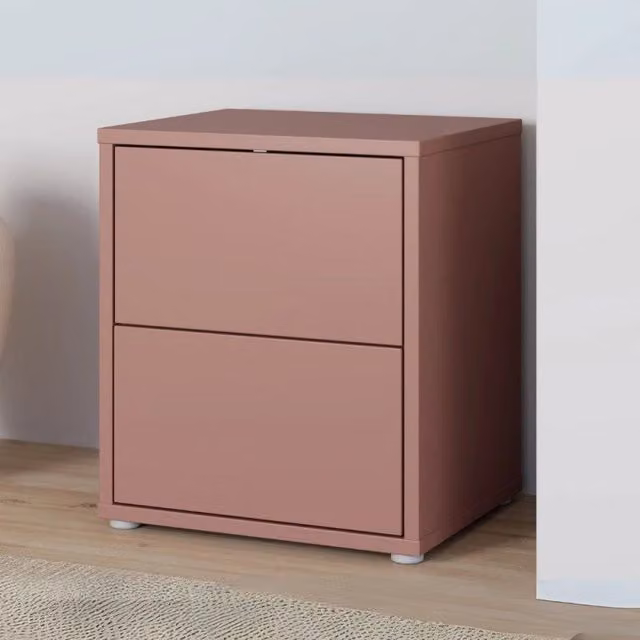 Comodino Medea EFFEZETA con 2 cassetti in colore terracotta e finitura opaca L/P/H: 41,5 x 49,8 x 57,5 cm