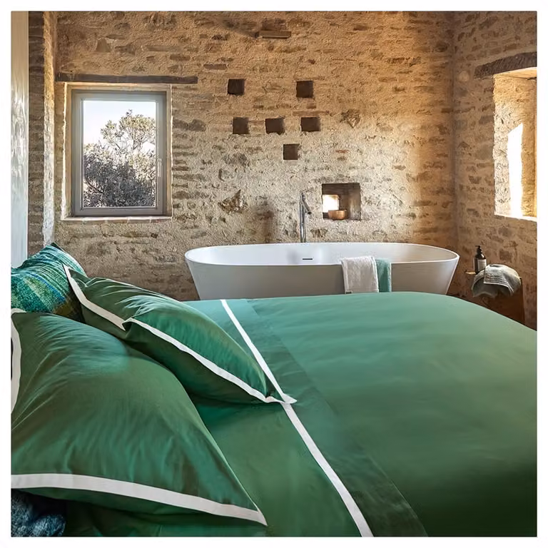 HELLEN Completo copripiumino - Taglia: 2 piazze,Colore: HELLEN - MEDIUM GREEN/BIANCO SETA