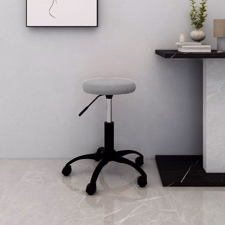 Sedia da ufficio girevole vidaXL in velluto grigio chiaro con base in metallo e ruote