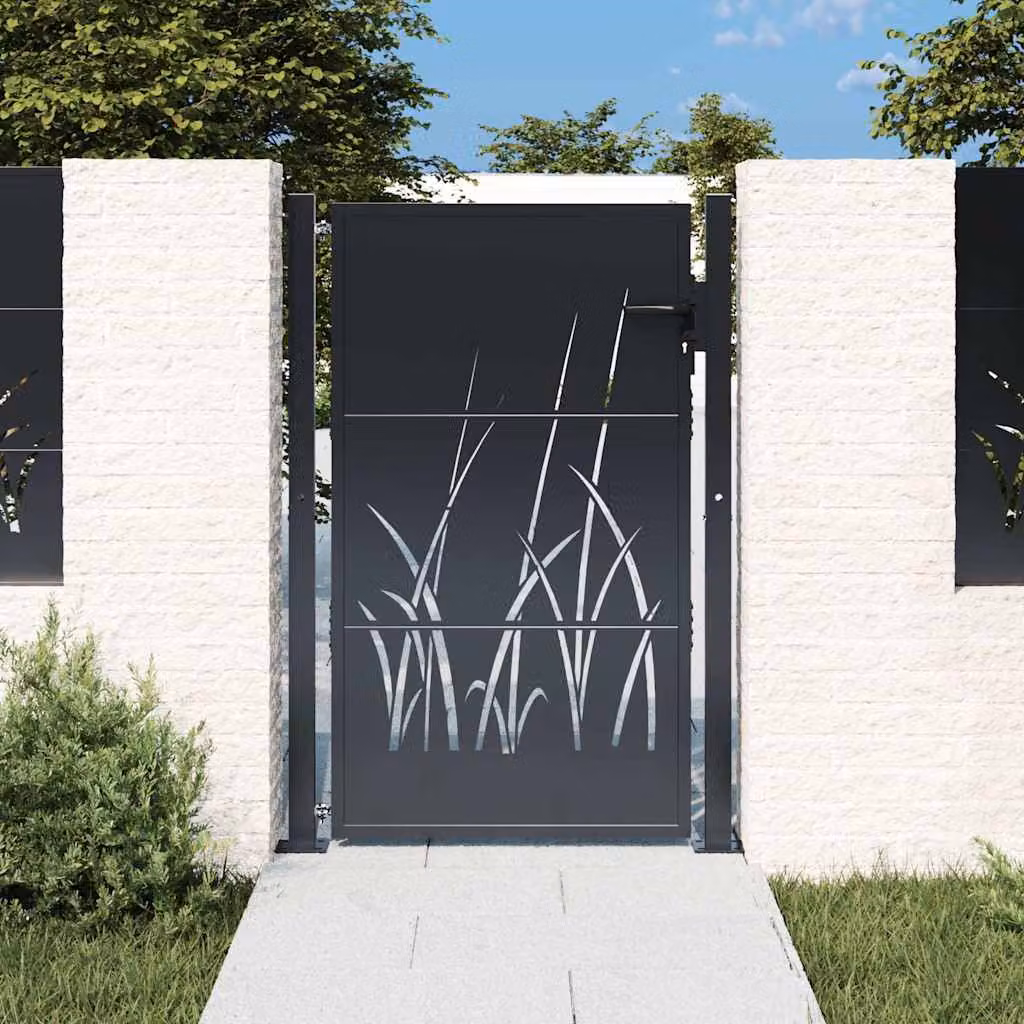 Cancello singolo da giardino vidaXL in acciaio zincato colore antracite L: 110 cm, H: 150 cm