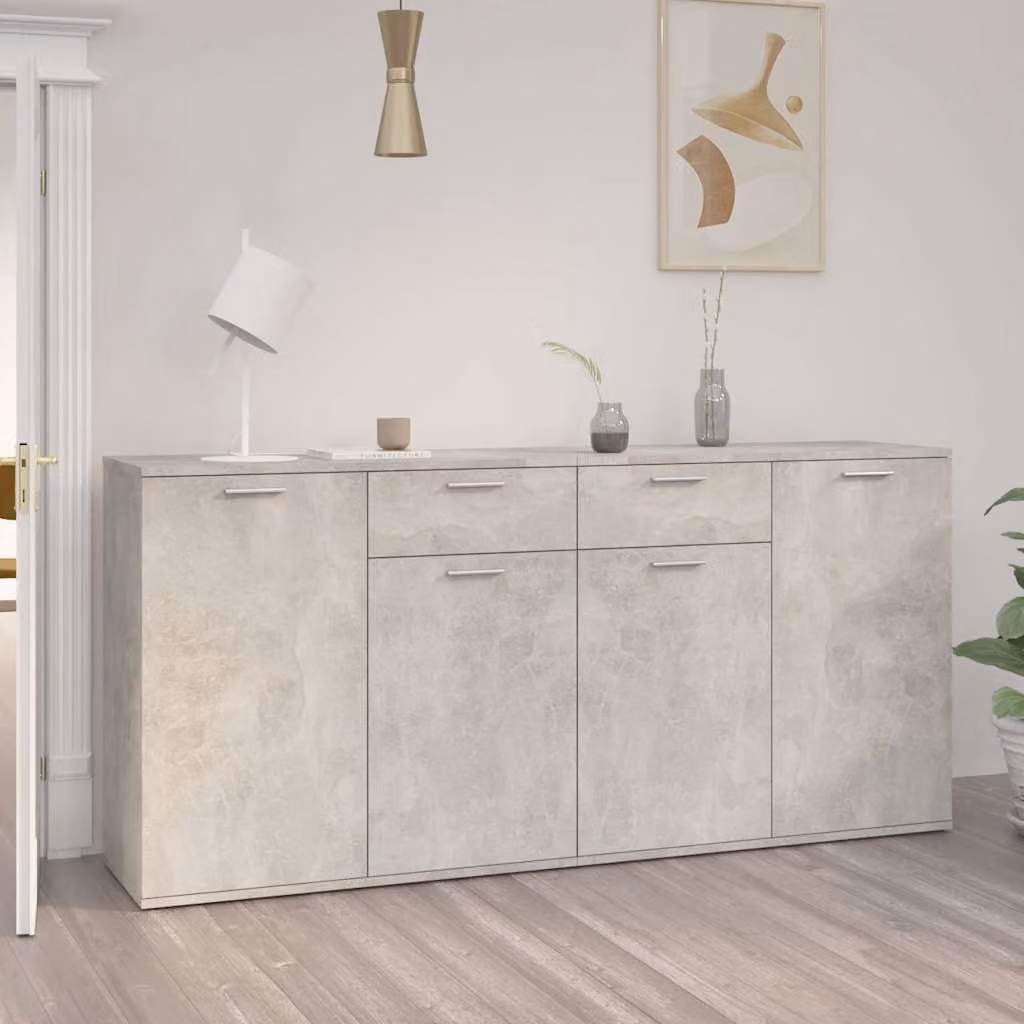 Credenza vidaXL in legno multistrato e MDF, Grigio, L: 160 cm, P: 36 cm, H: 75 cm