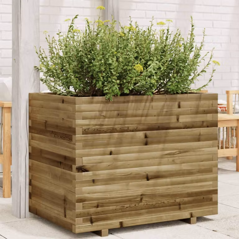 vidaXL Fioriera da Giardino in Legno di Pino Marrone L: 90 cm, P: 60 cm, H: 72 cm