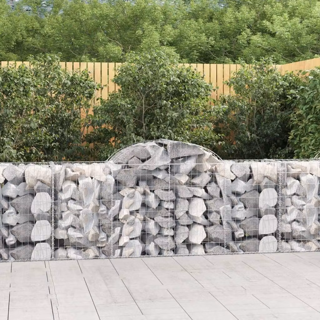Set di 10 Cesti Gabbioni ad Arco vidaXL in Acciaio Zincato Grigio L: 200 cm, P: 50 cm, H: 80/100 cm