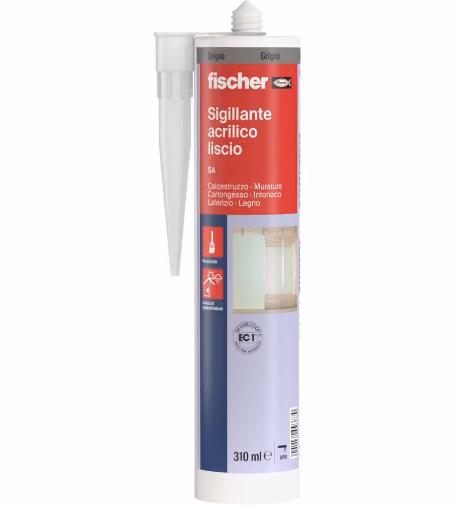 Fischer Sigillante Acrilico Liscio Verniciabile Grigio - 310 ml