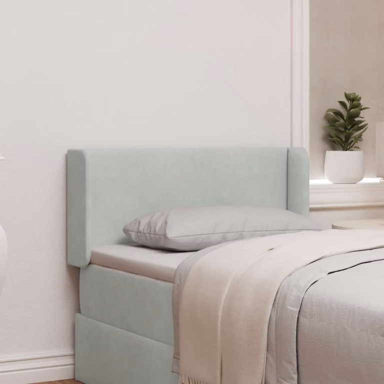 Testata del letto con orecchie in velluto grigio chiaro vidaXL