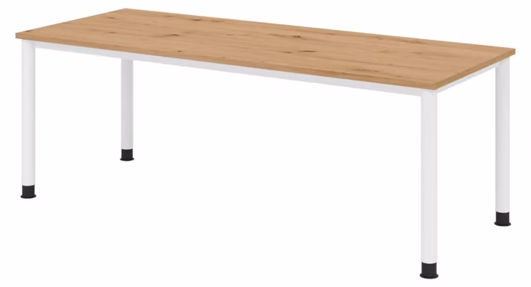 Scrivania bümö Serie H - Finitura: rovere nodoso, struttura: bianco, dimensioni: 200 x 80 cm