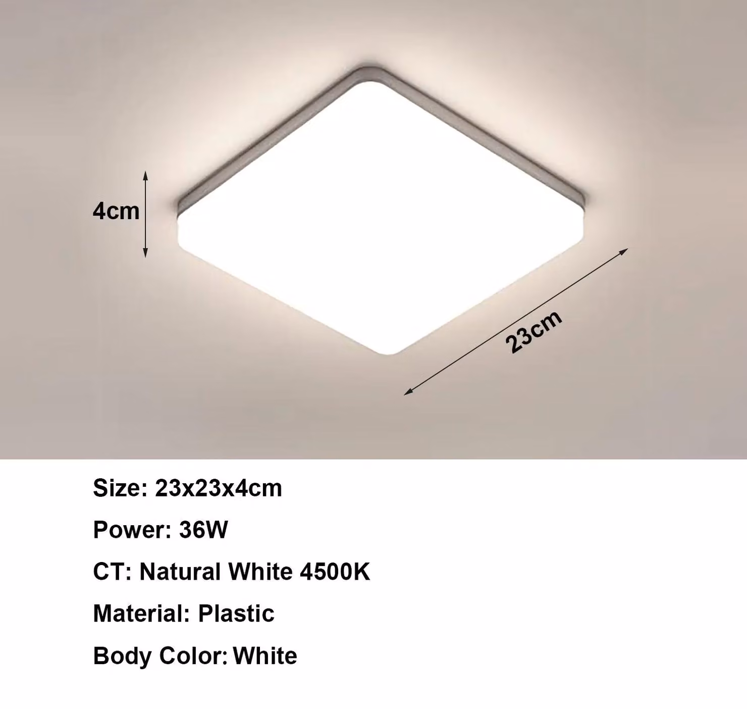 Pannello LED per soffitto - Quadrato, ultrapiatto - 36 W - Luce bianca fredda - Non dimmerabile - 220 V - A5731