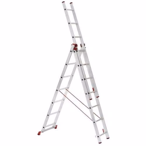 Scala in alluminio, 3 x 7 pioli, 2,01 - 3,99 m universale, ALVE ENPRO 6607