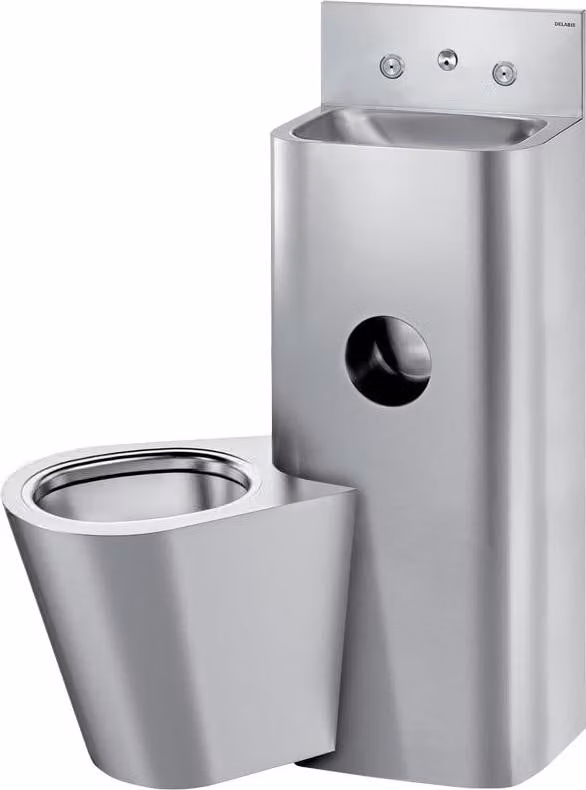 Combinazione di prigioni Delabie KOMPACT TC,WT WC a parete a sinistra Edst. 1.4301 sat