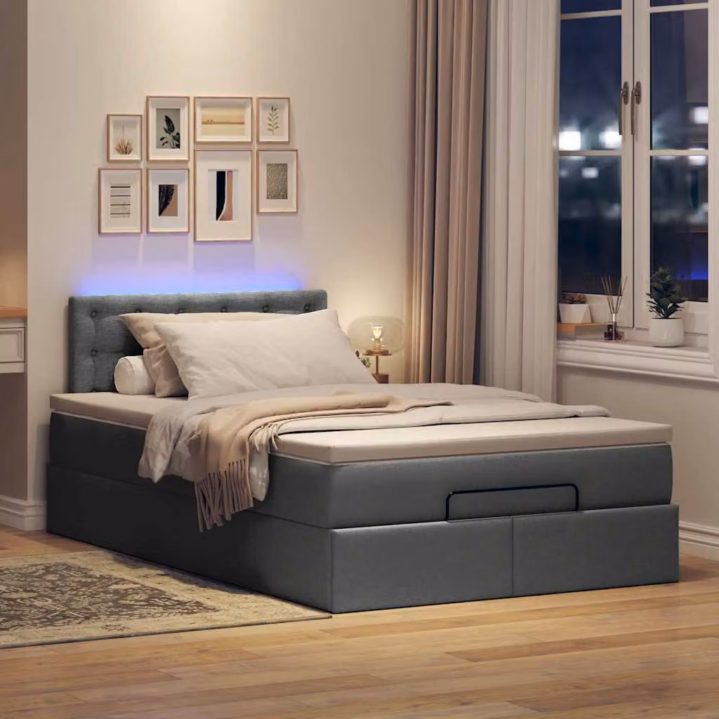 Maison Exclusive - Pouf Letto con Materasso e LED Grigio Scuro 120x200 cm Tessuto