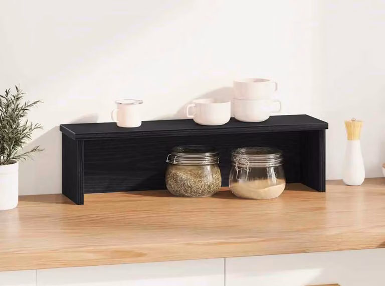 Scaffale da Cucina Impilabile Nera 60x15x16 cm in Truciolato