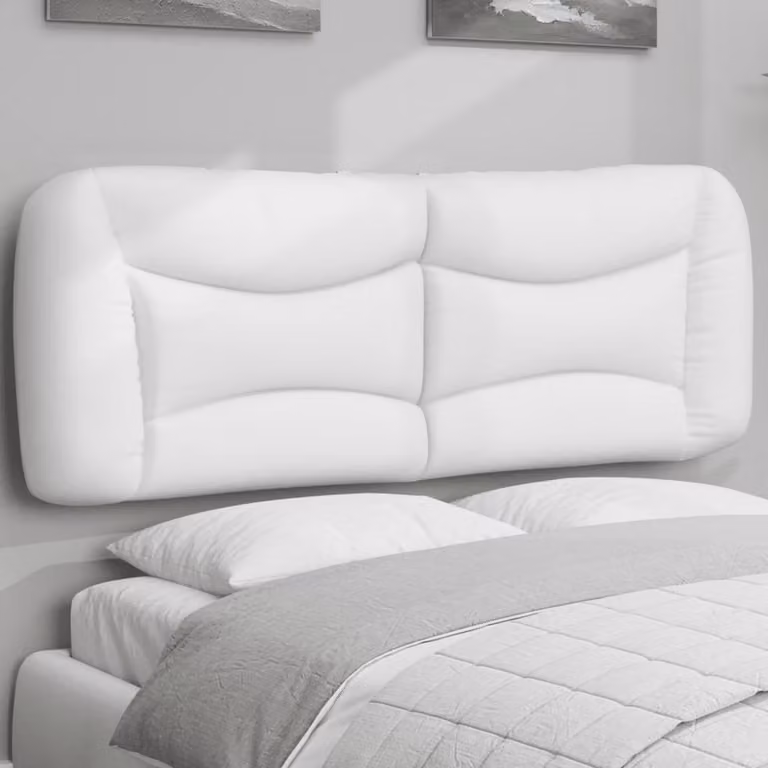 Testiera per letto imbottita vidaXL Hvar in similpelle bianca con montaggio a parete