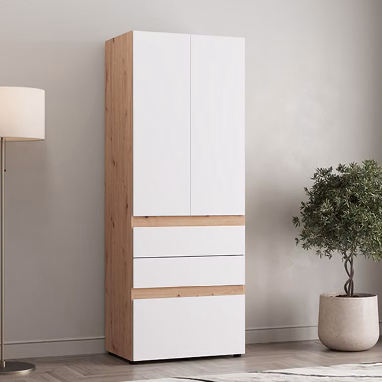 Venas - Guardaroba 2 Ante, 79x208h cm Bianco Opaco, Appendiabiti