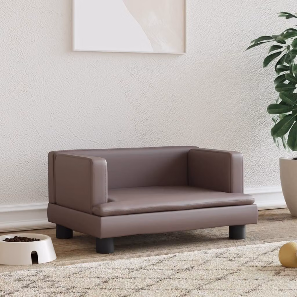 The Living Store Letto per cani marrone 60x40x30 cm in Pelle finta