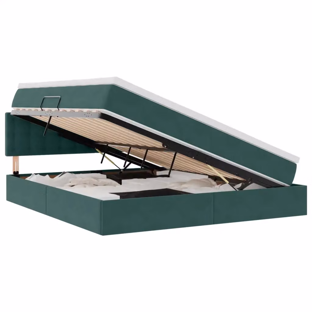 Letto con Contenitore vidaXL in Velluto Verde, L/P/H: 180 x 200 x 280 cm – 2