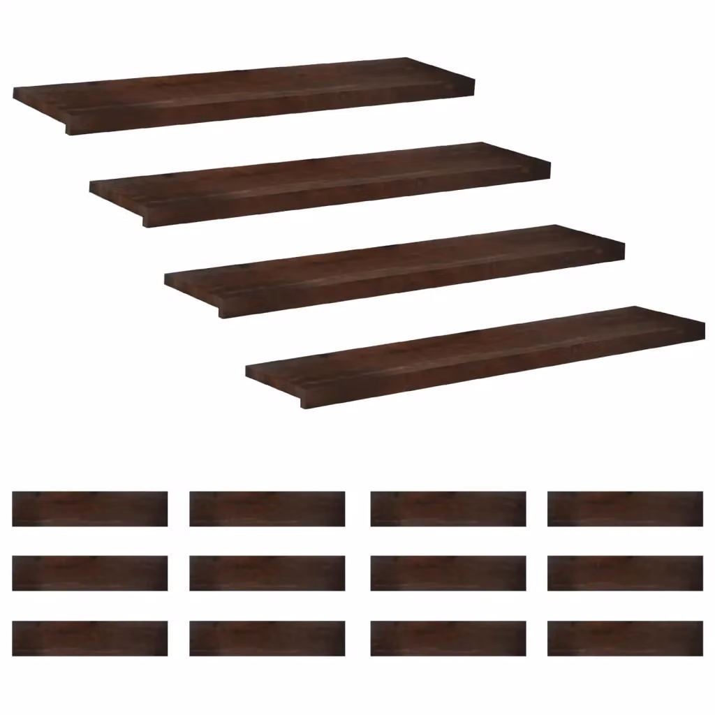 Set di 16 tappeti per scale vidaXL moderni, colore marrone, L: 110 cm, P: 30 cm, H: 2 cm – 2