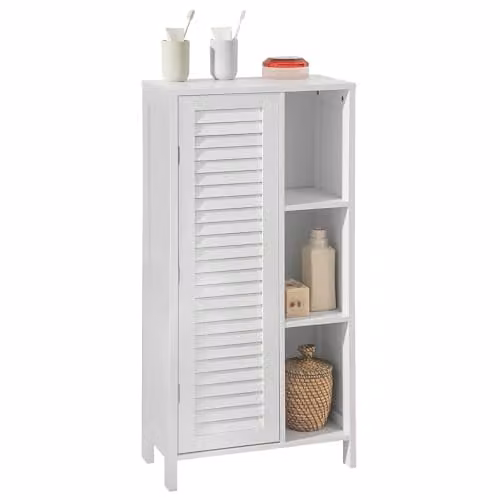 SoBuy Mobiletto Bagno Stretto Salvaspazio con Porta Lamellata 48x96x24cm