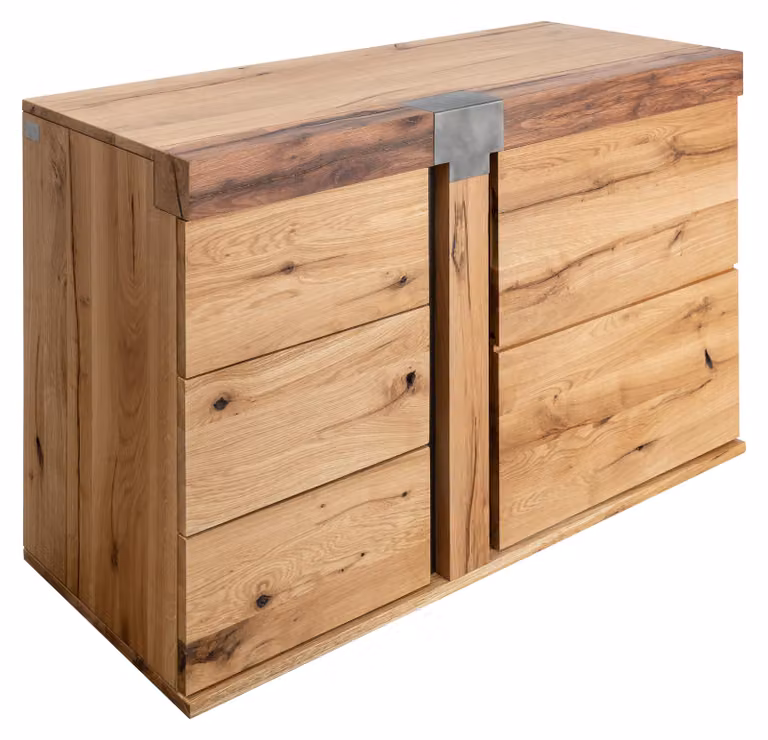 MASSIVMOEBEL24 | credenza in legno di Quercia Selvatica/ Cerro 115x45x75 quercia naturale oliato NEW AMSTERDAM #09