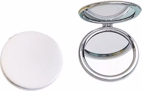 Specchio da mano rotondo pieghevole da 8 cm con superficie in PU, professionale e compatto