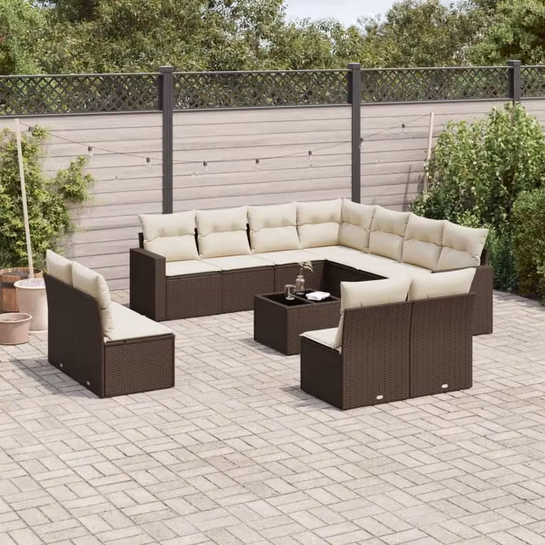 Maison Exclusive - Set Divani da Giardino 12 pz con Cuscini Marrone in Polyrattan