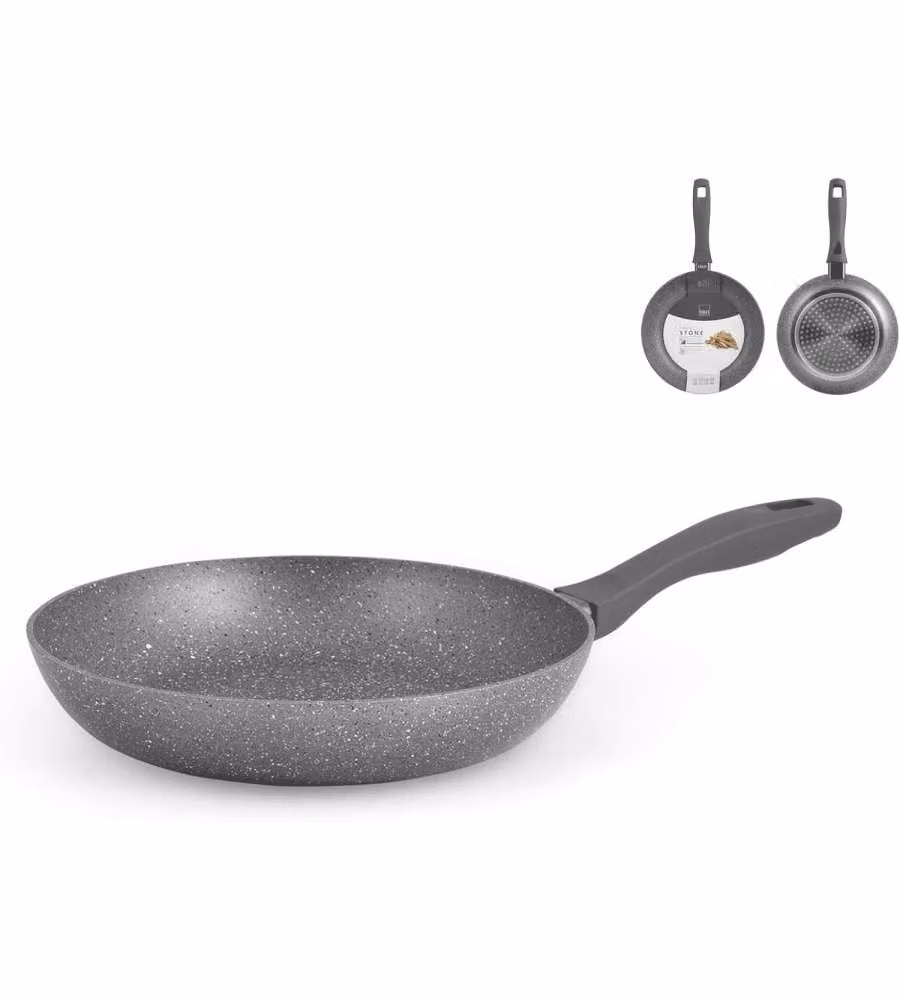 H&H Padella Antiaderente Grigia 20 cm con Fondo Induzione Rotonda