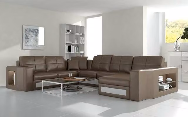 Ecksofa Ledersofa Big XXL U-Form Wohnlandschaft Sofa Couch Garnitur H2210