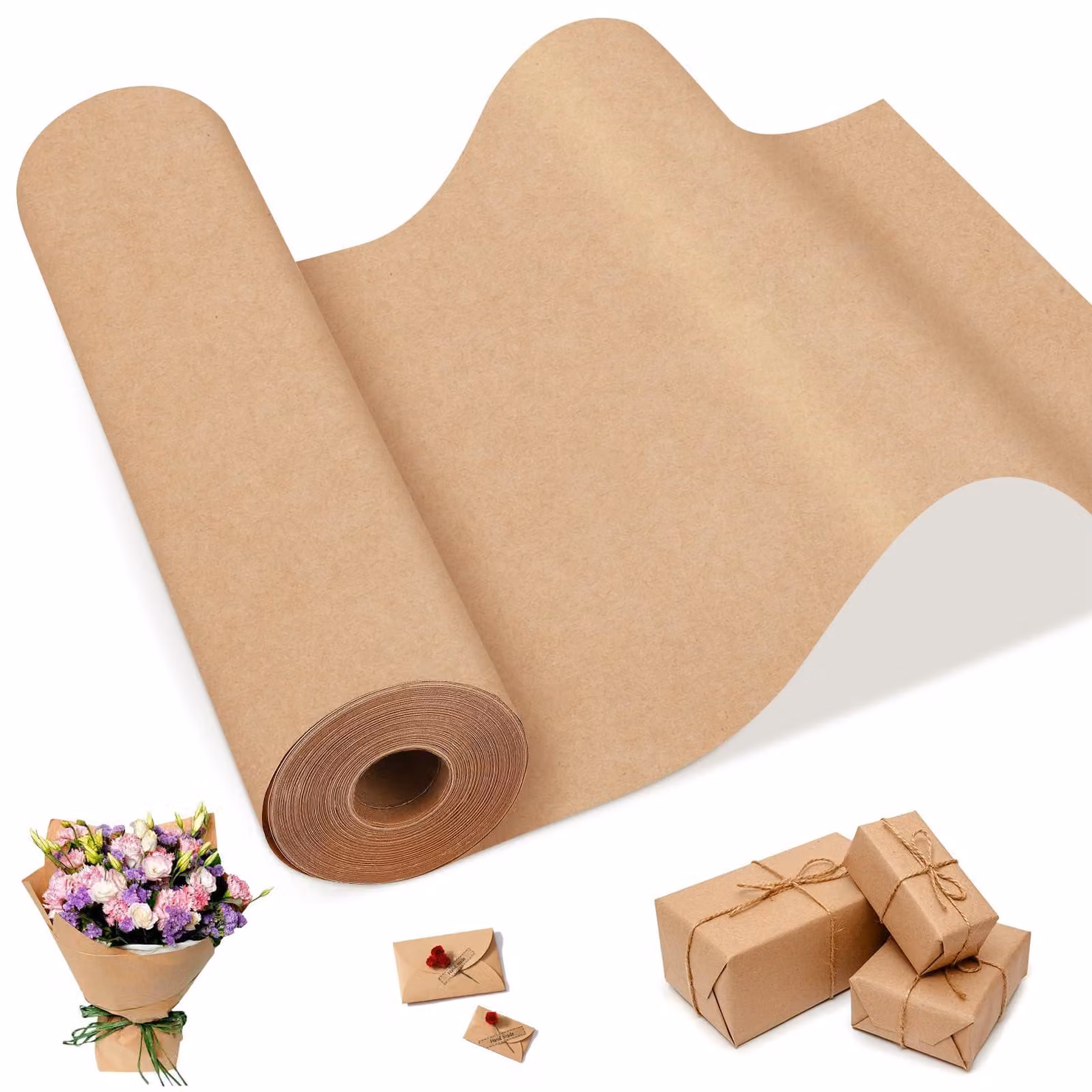 Rotolo di carta kraft marrone, 300 mm x 35 m, 75 g/m², riciclabile